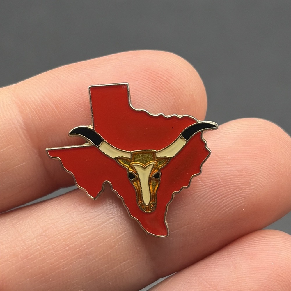 Texas State Outline Longhorn Cow Lapel Hat Pin